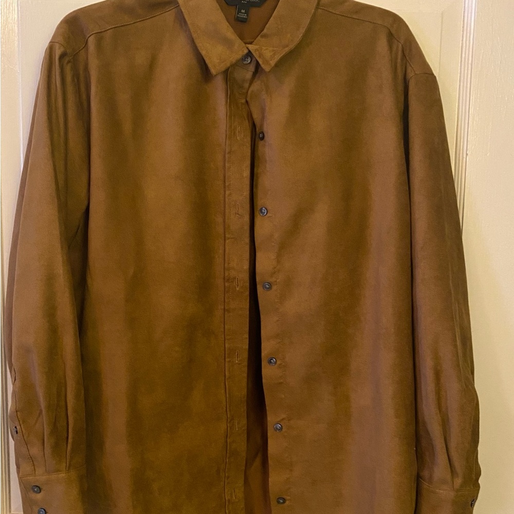 Banana Republic Tan Collared Vegan Suede shirt